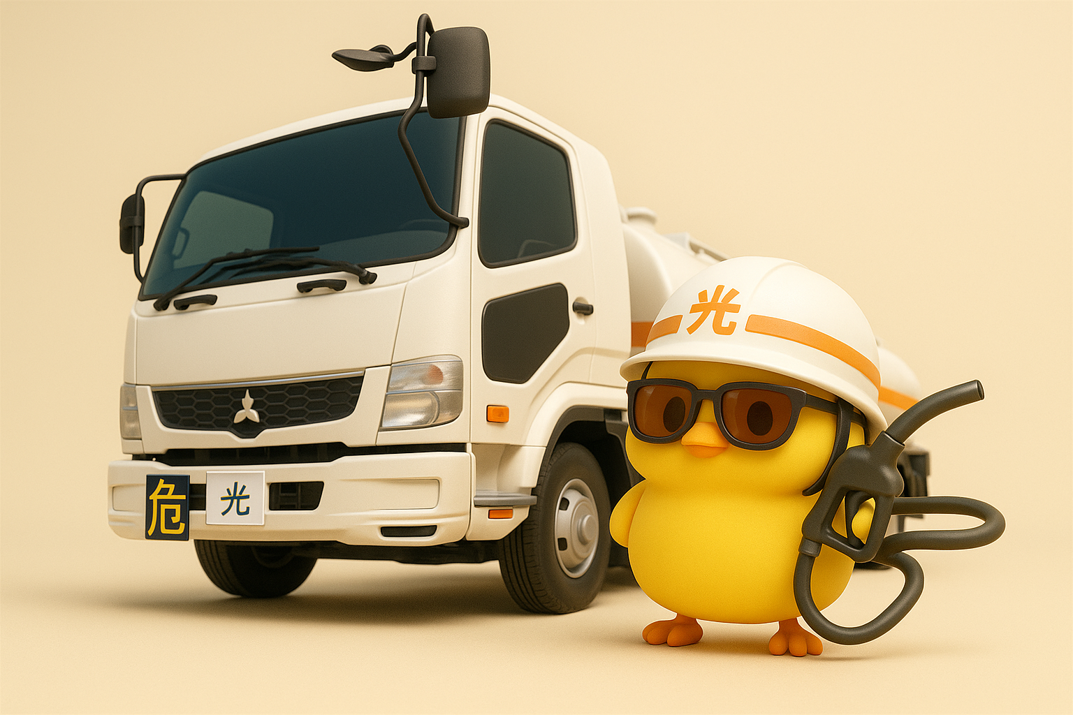 タンクローリーと光のヒヨコのキャラクタービジュアル